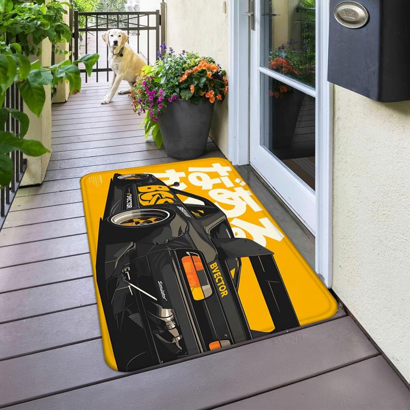 VIKAMA Racing Trend Entrance Floor Rug Anti-Slip and Easy-to-Clean Bathroom Mat for Living Room Home Decoration Carpet