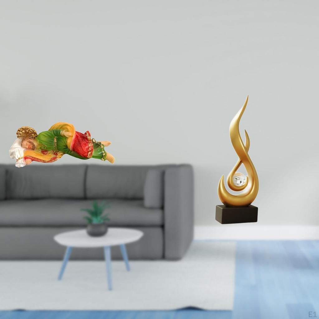Resin Joseph Jesus Sculpture Abstract Flame Figurine Modern Art Decorative Desk Display Sleeping