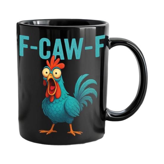 Funny Coffee Mug F-Caw-F Chicken Mug Ceramic 350ml Hot Cold Drinking Cup Dishwasher Safe Novelty Gift