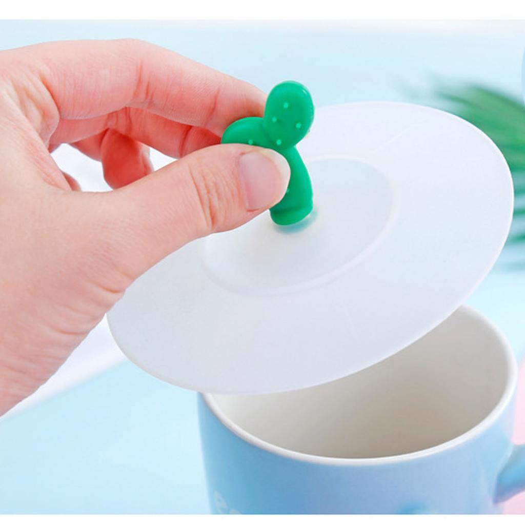 Silicone Cup Lid Cactus Decor Round Cute Dustproof Leakage Proof Multifunctional Cup Cover Grass