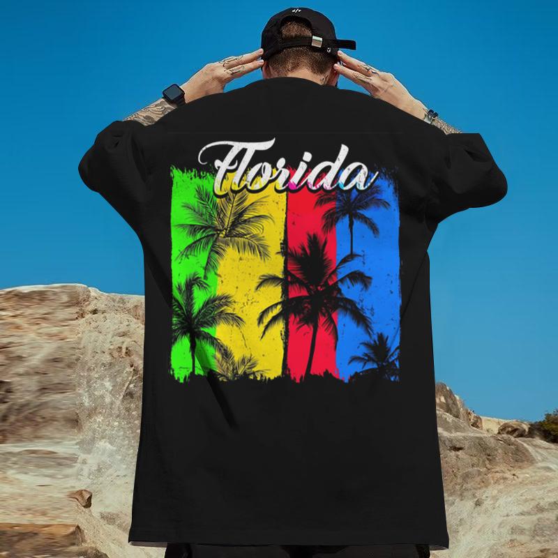 New Men's T-Shirt Coconut Tree Print T-Shirt For Men Summer Oversized Short Sleeve Tees Daily Casual male Clothes Tops
