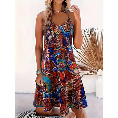 Elegant Spring and Summer New Printed Women's Camisole Dress