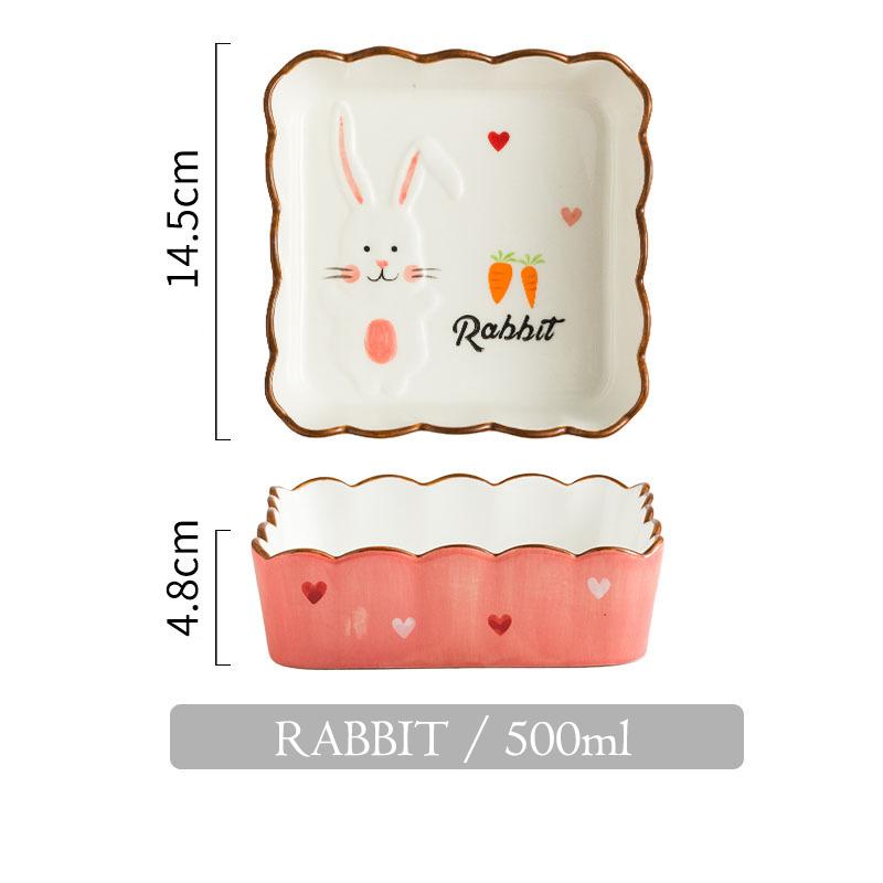 

1pc Cartoon Animal Baking Plate Ceramic Baked Dish Ovenware Tray Pasta Bowl Serving Plate 500ml