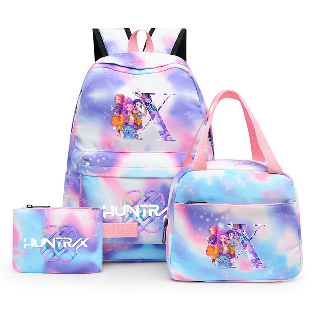 

3Pcs/set Anime 26 English Letter Printed Backpack with Lunch Bag Pengcil Case for Teenager Girl Boy Bookbag Large Capacity Travel bag Kid Gift