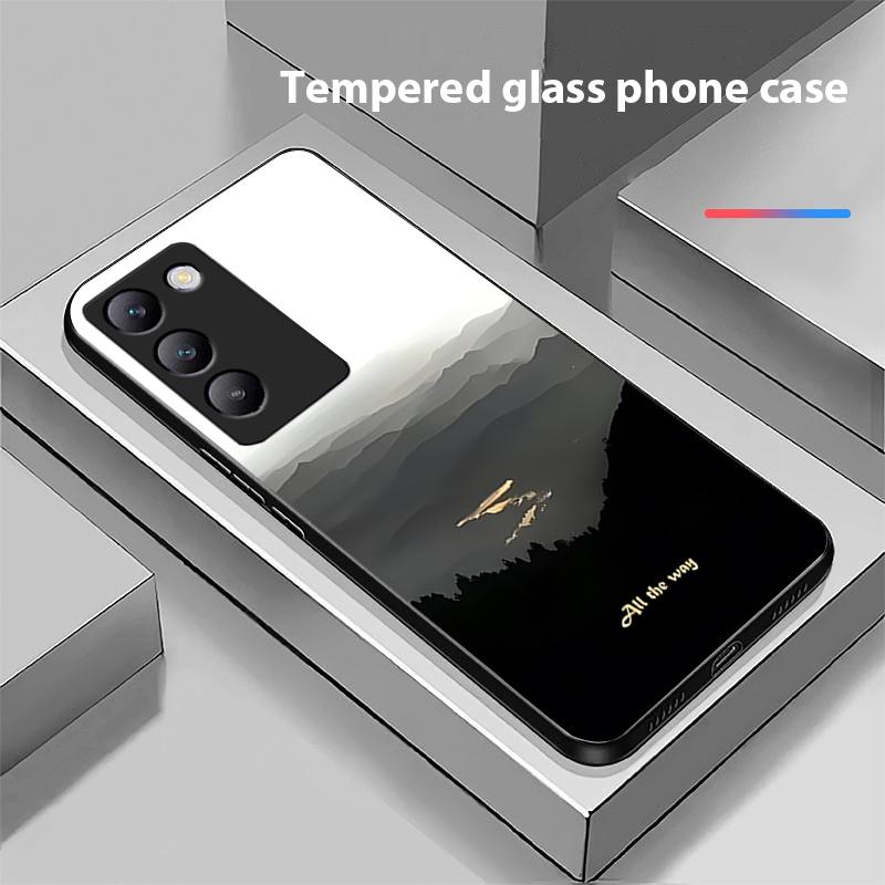 Dark Forest White For Y72 33S 11 03 36 96 Lite 35 16 Iqoo 12 V40 SE 5G 29 40 21 30 X80 Pro Vivo Tempered Glass Phone Case Black
