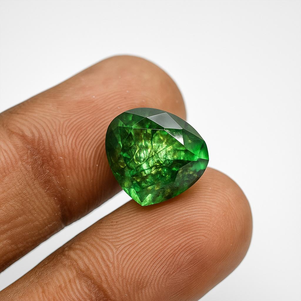 Natural Green Emerald Loose Gemstone Colombian Pear Cut 7.70 Ct for Jewelry Making and Crafts