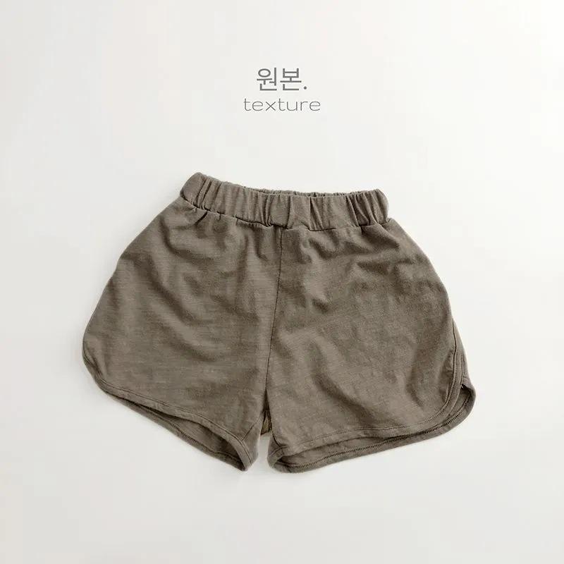 Korean Summer Kids Slub Cotton Shorts Soft Breathable Unisex Casual Sporty Outerwear Trendy