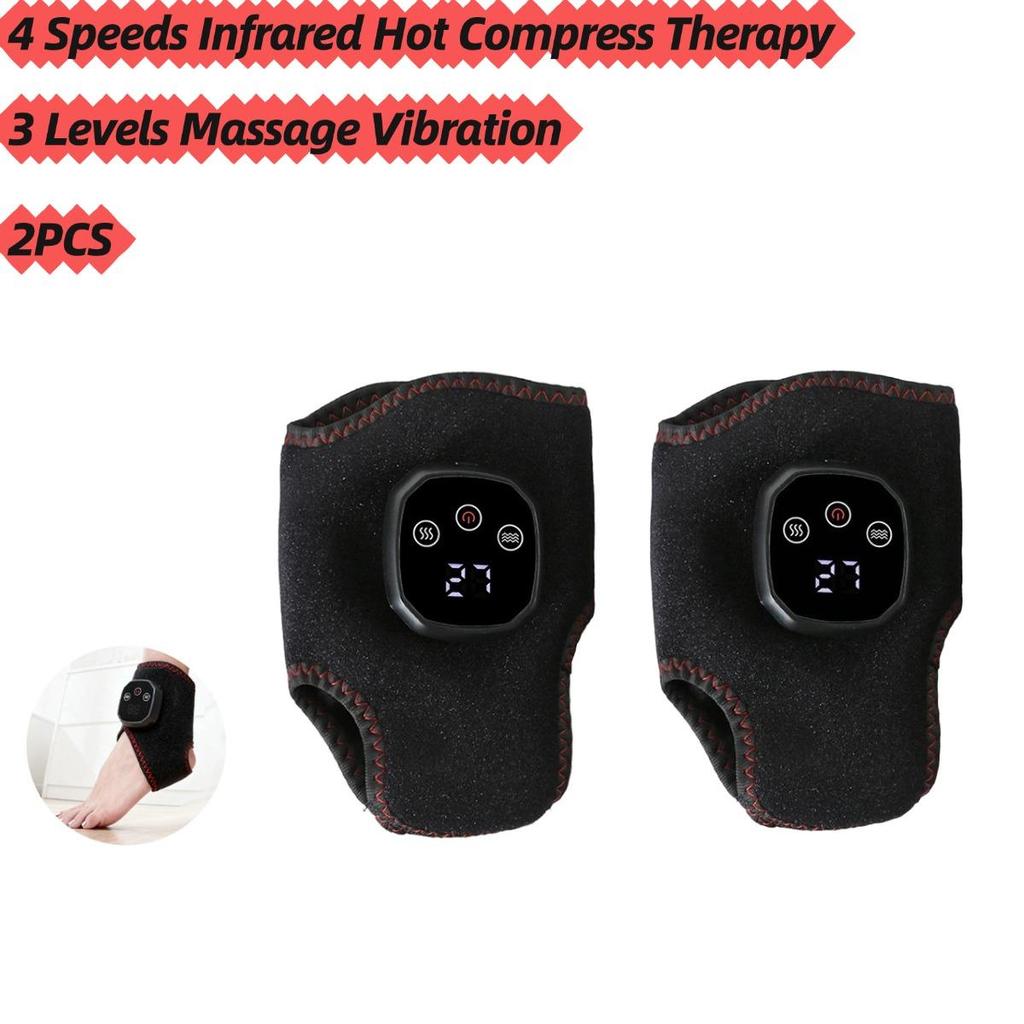 Kabelloses Knöchelmassagegerät 3-in-1 Beheizbare Knöchelmanschette Fußmassagegerät mit 3 Vibrationsmodi und 4 Wärmestufen