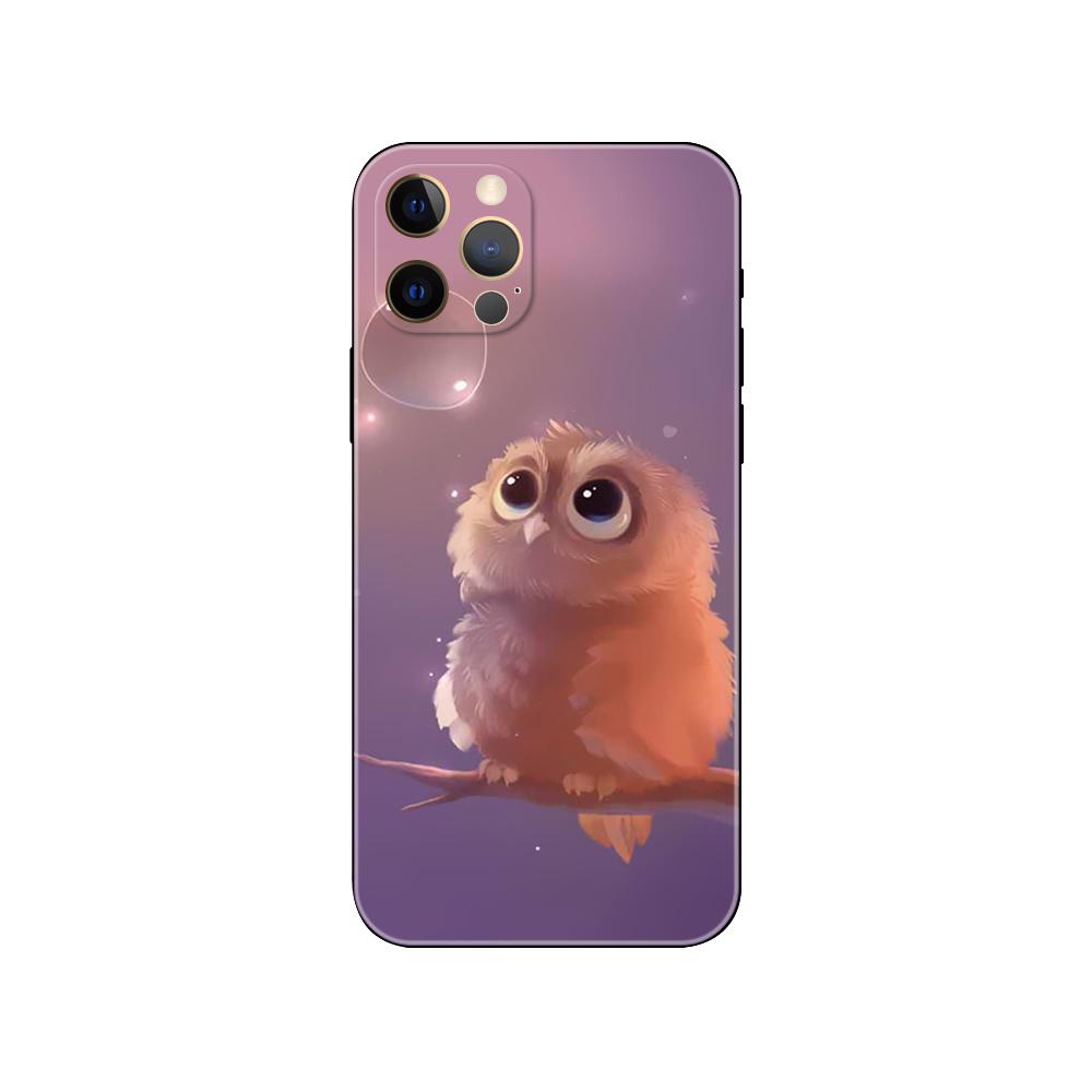 Animal Owl Phone Case for Iphone 5 5s 2020se 6 6s 7 8 Plus X 10 XR XS 11 12 13 Mini Pro MAX Black Tpu Back Cover