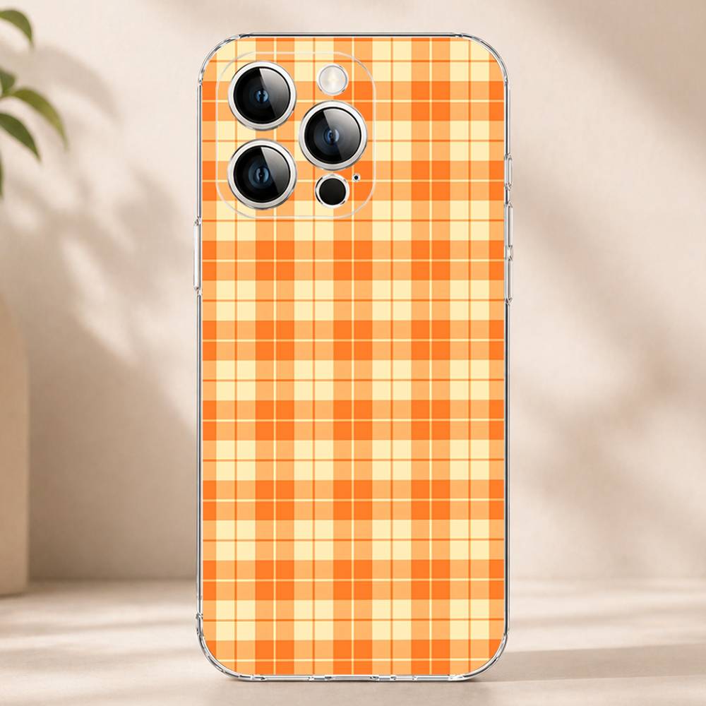 Block Match Plaid Phone Case for iPhone 17 16 Pro Plus Air 16E 15 14 13 12 11 Max Mini Transparent Cover
