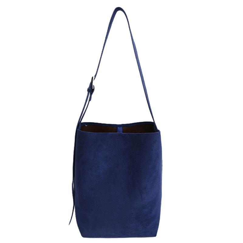 Women's Vegan Suede Bucket Bag Soft Large Capacity Shoulder Bag with Adjustable Strap for Daily Use