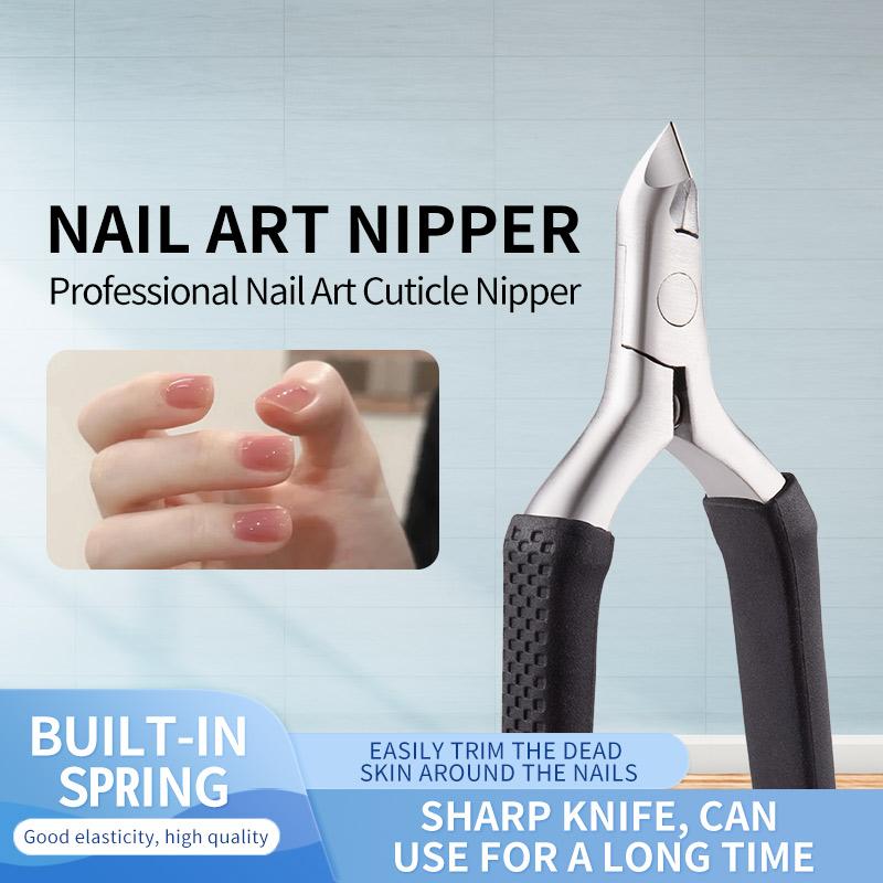 Manicure Cuticle Scissors Silicone Non-Slip Handle Cuticle Nippers Trim Nail Edges Barb Dead Skin Scissors Nail Art Tools