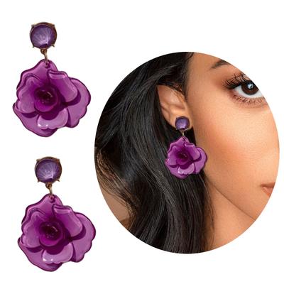 Fashionable Rose Drop Earrings Versatile Rose Dangle Earings Stylish Ear Studs for Fashion Forward Young Adults