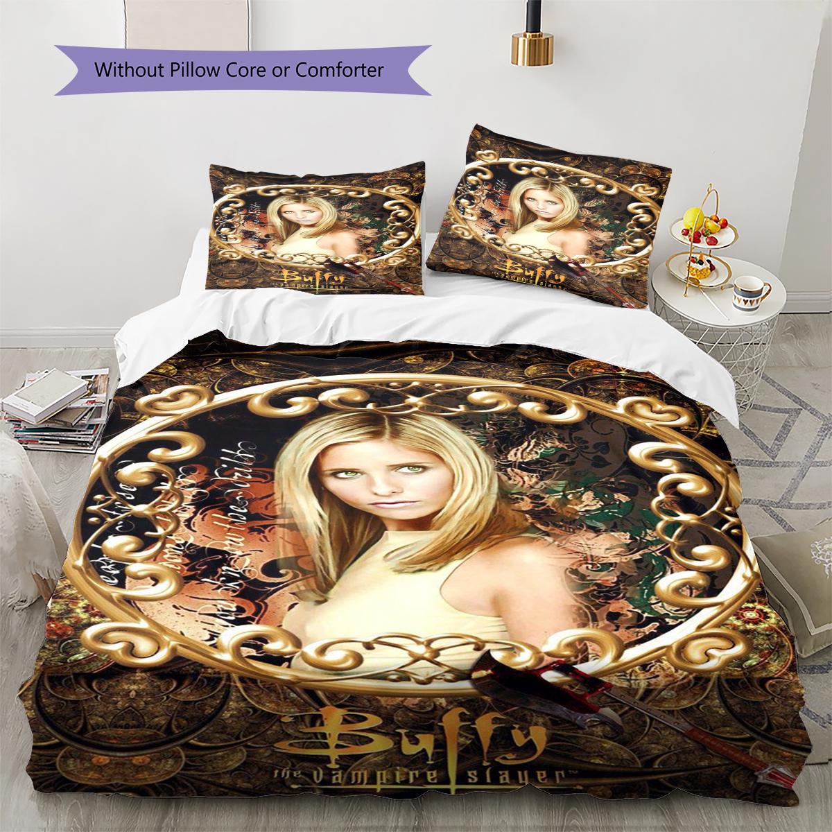 

Buffy Vampire Slayer Pattern Bedding Quilt Set Quilt Cover Pillowcase Home Decoration Gift (1 * duvet cover + 2 * pillowcase, without core) 135x200cm