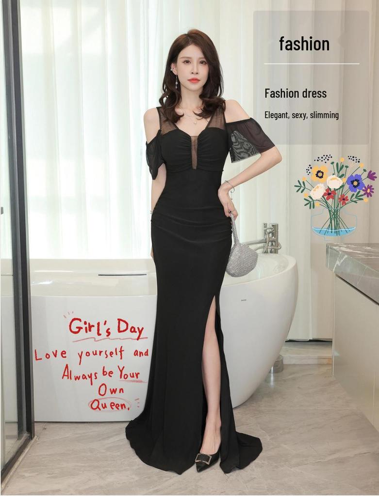 Sleek Nightclub Bodycon Evening Gown