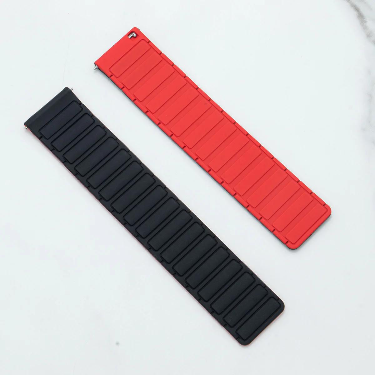 

22 мм 20 мм Магнитный силиконовый ремешок для Amazfit Bip 6 5 3, браслет для Amazfit Active 2 GTS4 3/GTR4 3 2/Cheetah Square/Round/Balance 2 Amazfit Bip 6 5