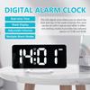 LED Digital Alarm Clock 6.7 Inch Mirror Surface Electronic Clock 12 24H Switchable with 2 Alarm Setting 4 Levels