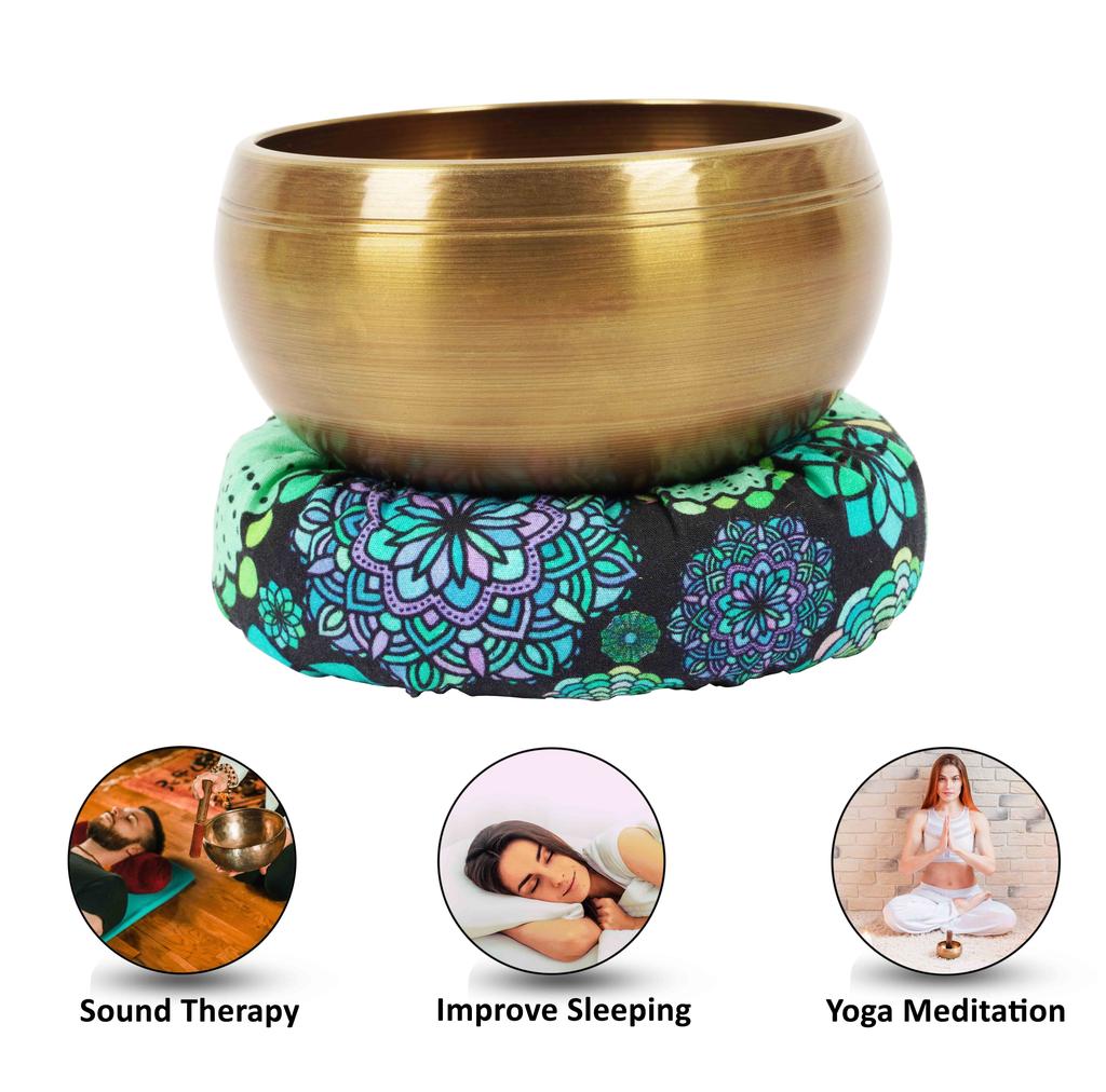 IBA Indianbeautifulart Tibetische Klangschale, Musikinstrument für Meditation, mit Stab und Kissen