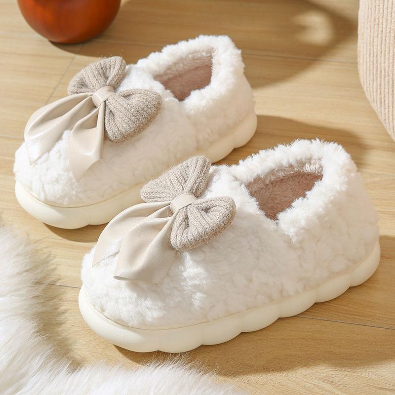Butterfly Knot Cotton Shoes Anti Slip Plush Cotton Shoes