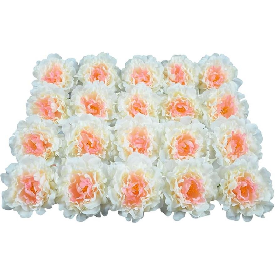 

20 шт. 5-дюймовые искусственные пионы, шелковые пионы со стеблями 6 дюймов, цветы, подходящие для свадебных букетов, украшения для домашней вечеринки (Кофе) 20 шампанского