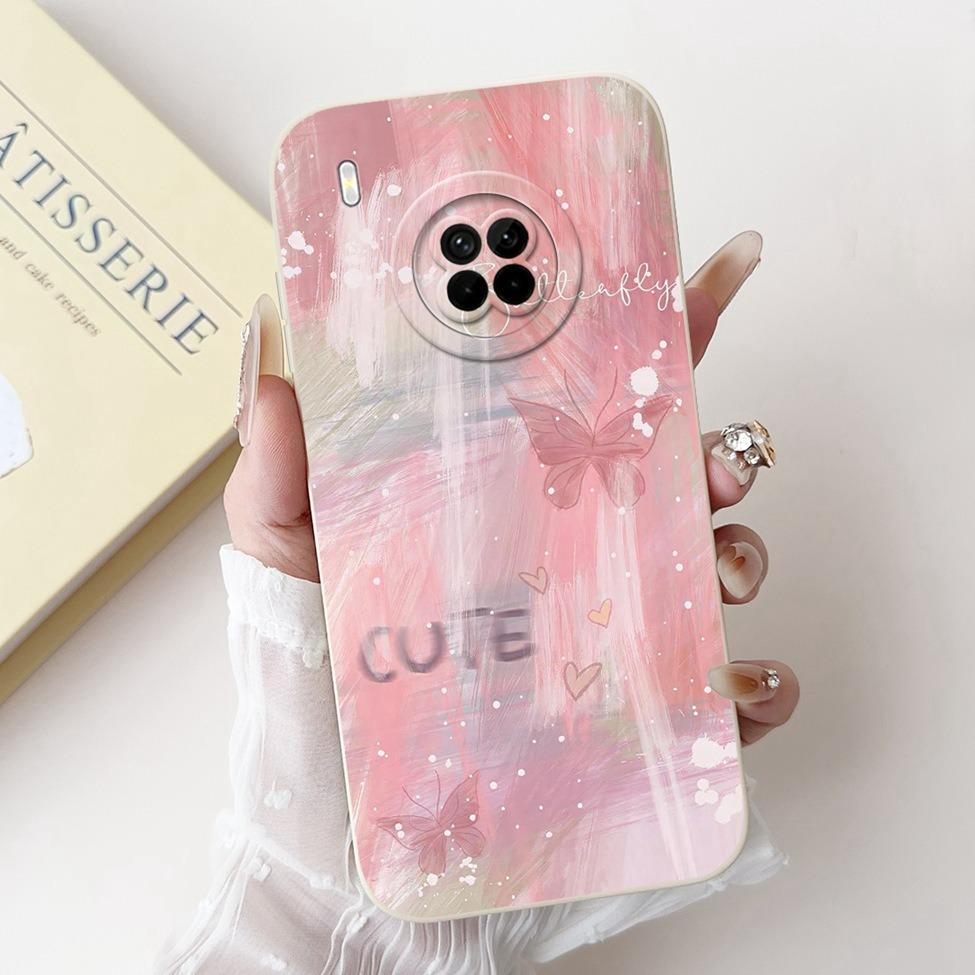 For Huawei Y9A Case Cover Luxury Fashion Flowers Kawaii Cute Cat Shockproof Phone Case For Huawei FRL-22 FRL-23 FRL-L22 FRL-L23