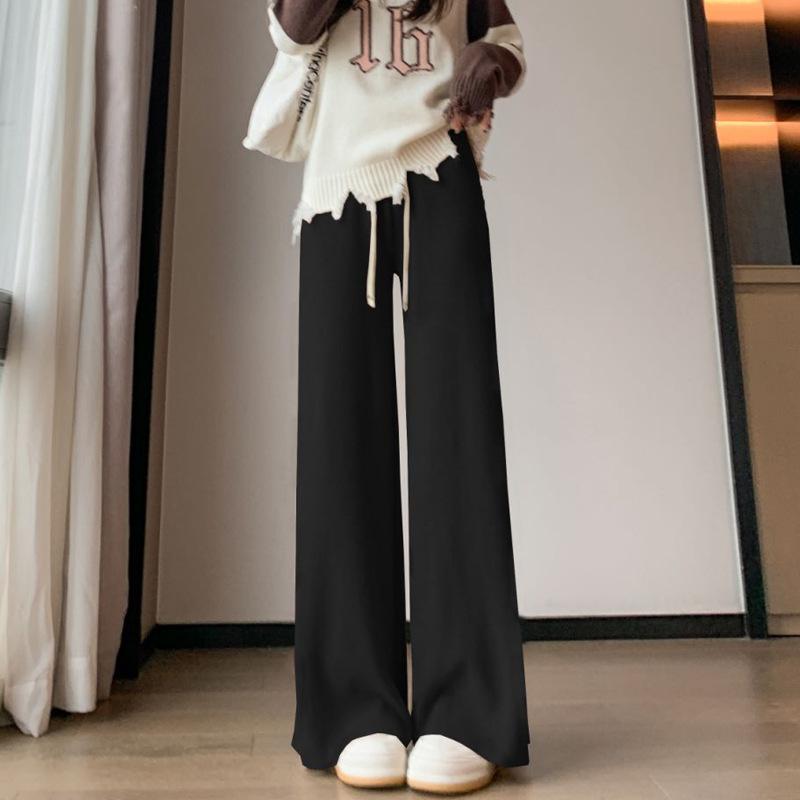 Knitted Wide-legged Trousers Women Autumn and Winter Thick Section Draped Loose Casual Trousers