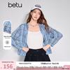 BETU Women's Plaid Hooded Zip Short Jacket