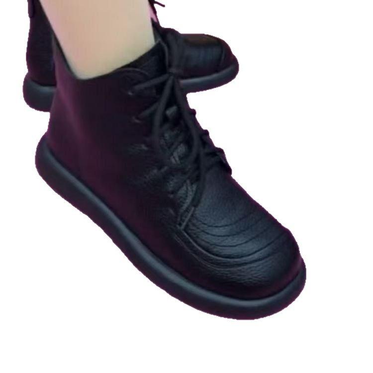 Non-slip Soft-soled Medium Casual Shoes Autumn and Winter Velvet Martin Boots Flat Short Boots