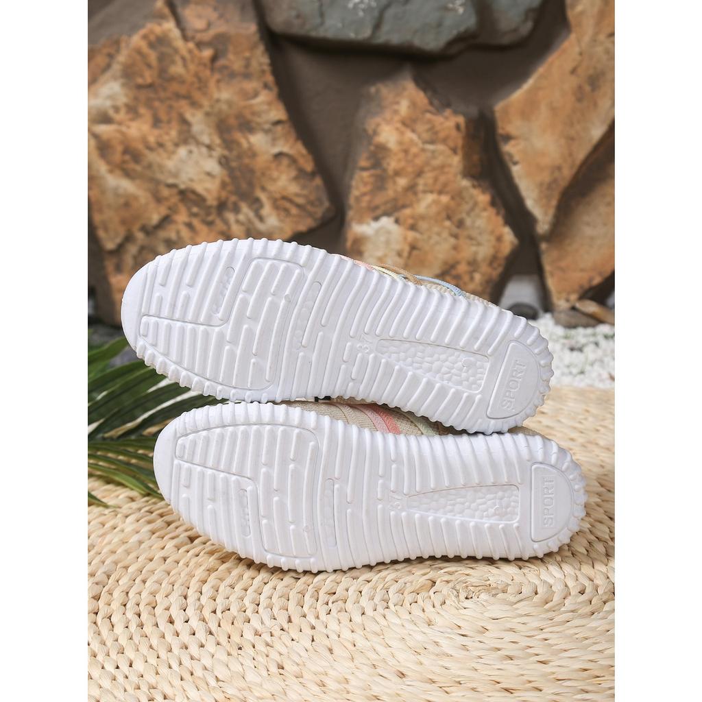 Damen Ein-Fuß Freizeit-Sportschuhe - Atmungsaktives Stoffobermaterial und EVA-Sohle, Rosa Streifendesign, Bequeme Freizeitkleidung für alle Jahreszeiten, Süße Schuhe