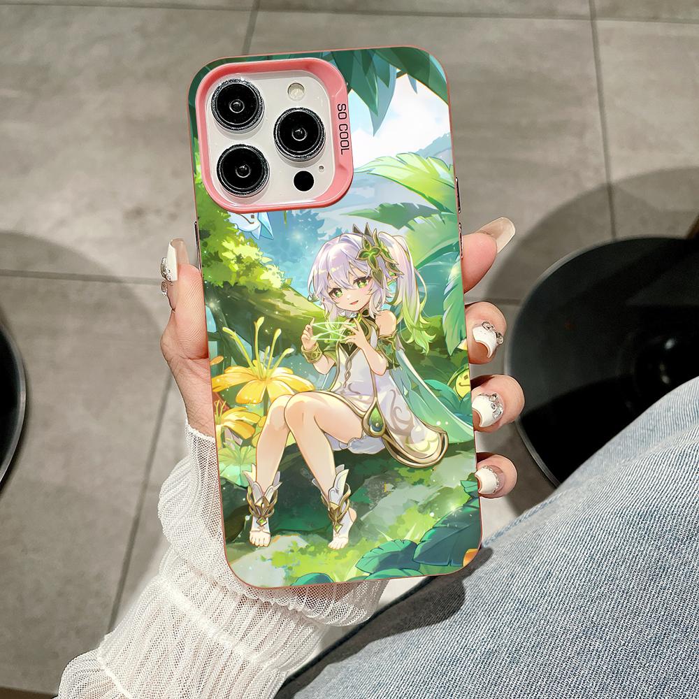 Game GI Nahida Pink Translucent Mobile Phone Case for iPhone 17 16 15 14 13 12 11 X XR XS 8 7 Air Pro Max Plus Colorful Cover
