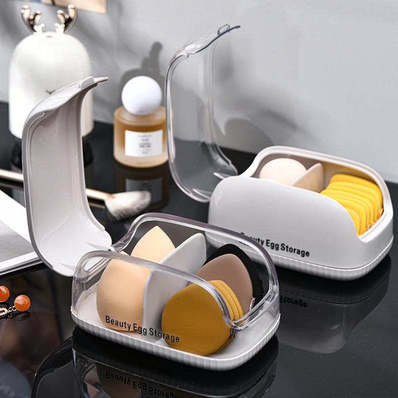 Beauty Sponge Holder - Dustproof, Breathable, Mold & Moisture Resistant with Lid. Portable Egg & Powder Puff Storage.