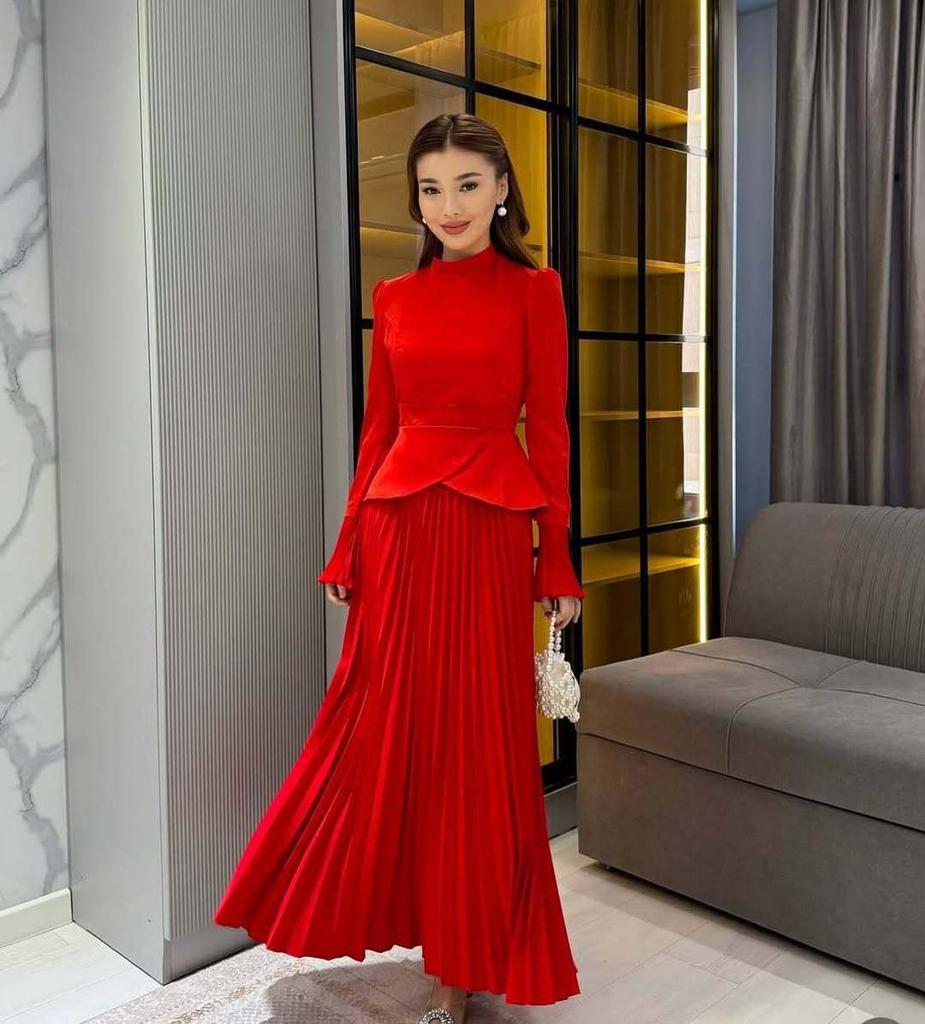 2025 Autumn/Winter European & American Elegant Tie-Up Top & Ruffled Skirt Women's Set