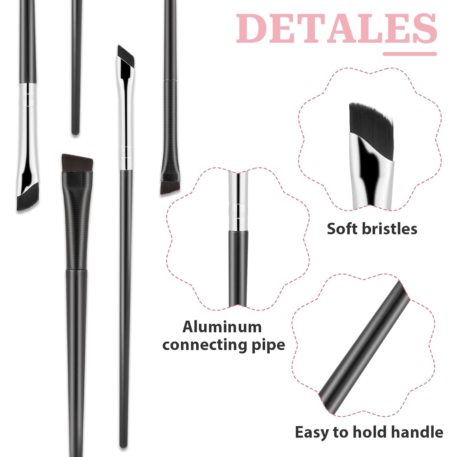 5 Pcs Eyeliner Brushes Set, Upgraded Ultra-Thin Sickle & Slanted Flat Angle, Fine Angled Eyeliner Concealer Brushes, Professional Beauty Cosmetic