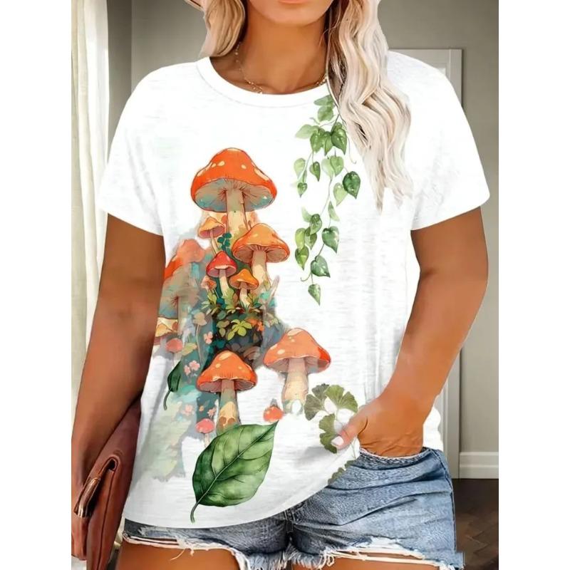 Round Neck Fashionable Casual Women's T-shirt 3D Printed Daily Loose Versatile Comfortable Short Sleeved T-shirt