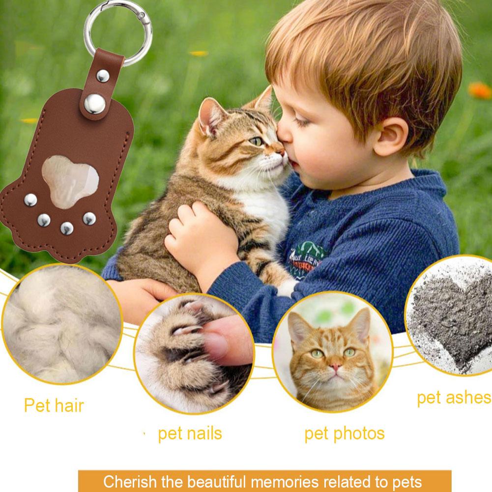 NEW Pet Hair Memorial Keychain PU Leather Keepsake Locket For Cat Dog Fur Pet Hair Storage Pendant Handbag Hanging Accessories