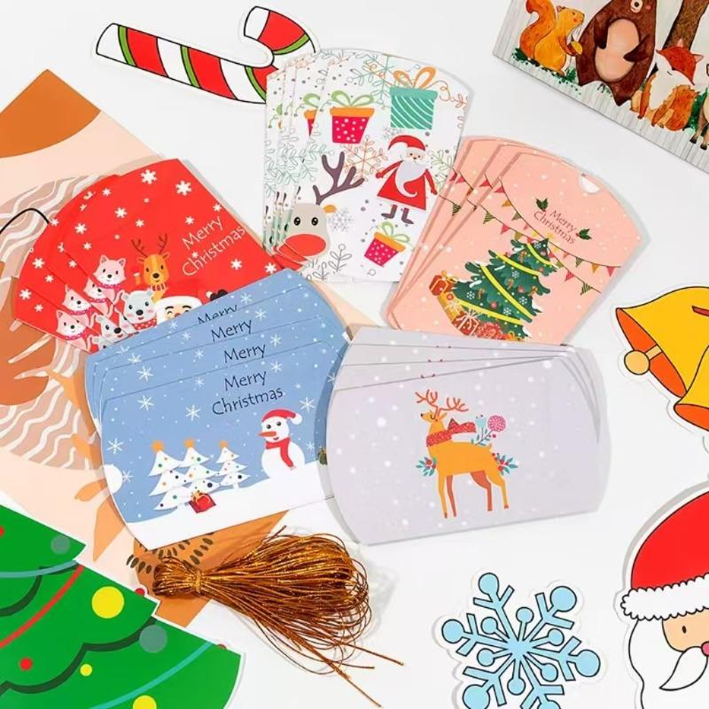 

20-60pcs Pillow Shape Christmas Candy Boxes Bag Santa Claus Kraft Paper Gift Box Xmas Navidad Party Decoratw Year 1bag(20pcs)