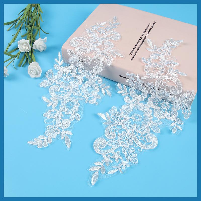 White Car Bone Pair Flower Wedding Dress Evening Dress Princess Dress Pair Flower Lace Flower Bridal Headdress Jewelry Headband Material