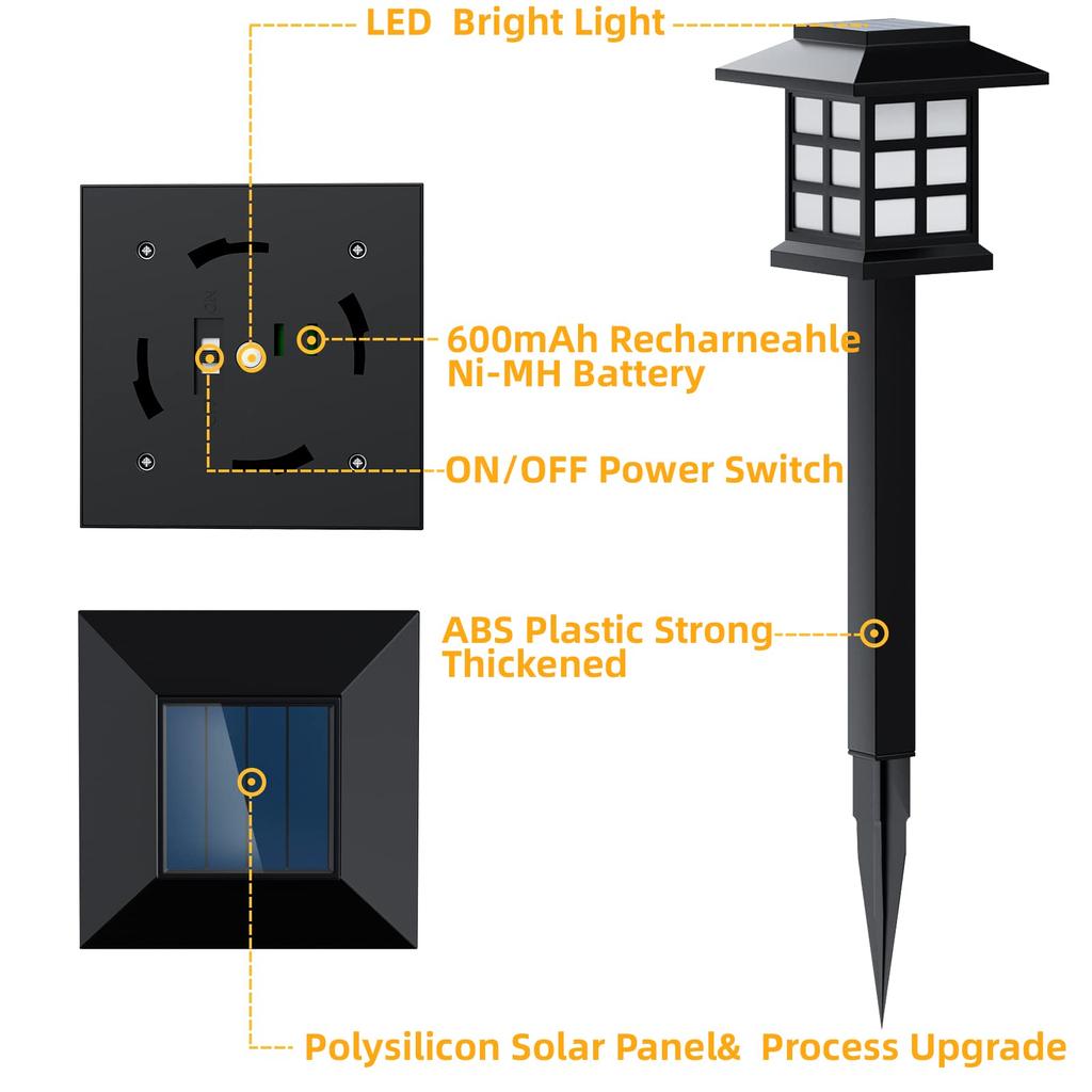 12Pack Solar Path Lights Outdoor Solar Walkway Lights Waterproof Garden Light Decorative for Yard Landscape Driveway Warm White