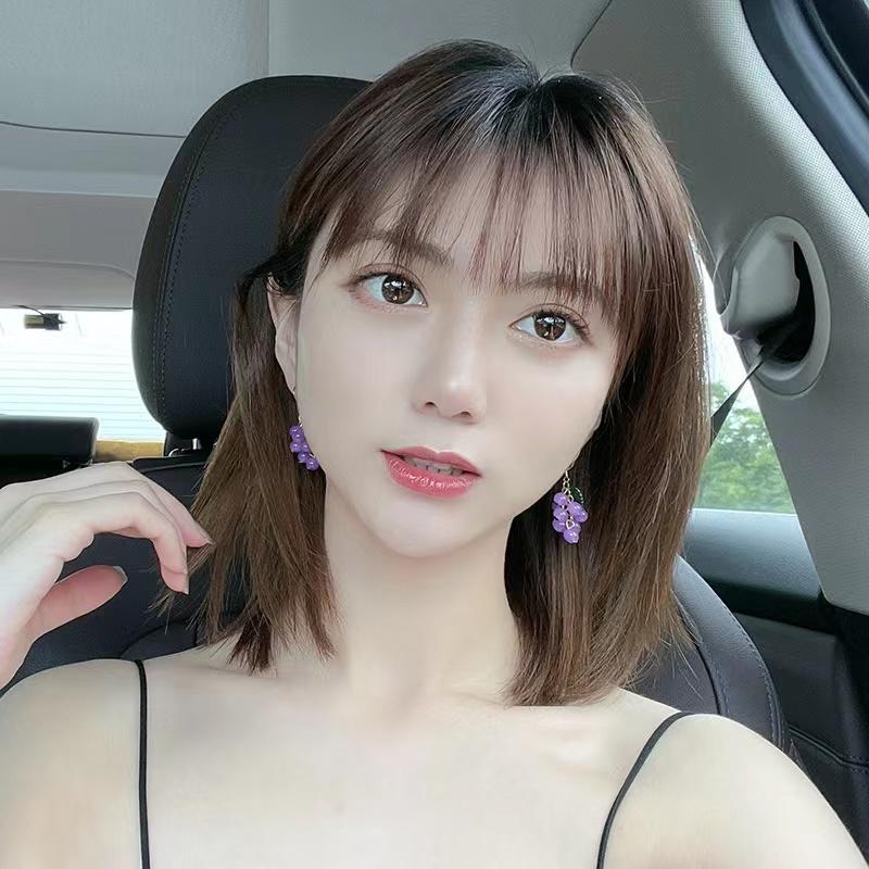 Boucles d'oreilles d'été en forme de raisin violet pour femmes, douces et mignonnes, sans piercing, clips d'oreille