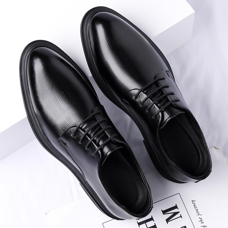 Men's Classic Loafers with Platform Heightening Feature. Business Formal Leather Shoes for Formal Occasions. Conference Shoes.
