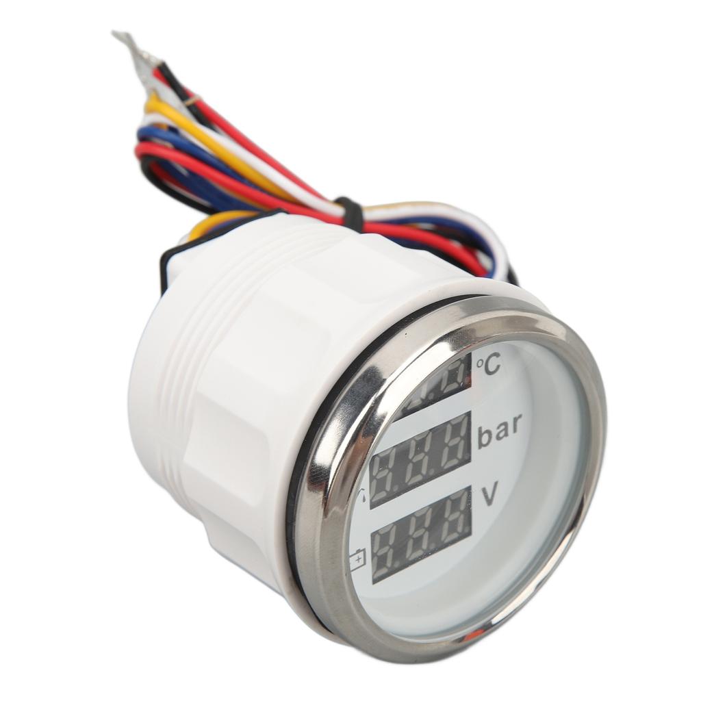 Water Temp Gauge Oil Pressure Voltage Meter 52mm 3 in 1 Digital Display Meter for RV Yacht Fishing