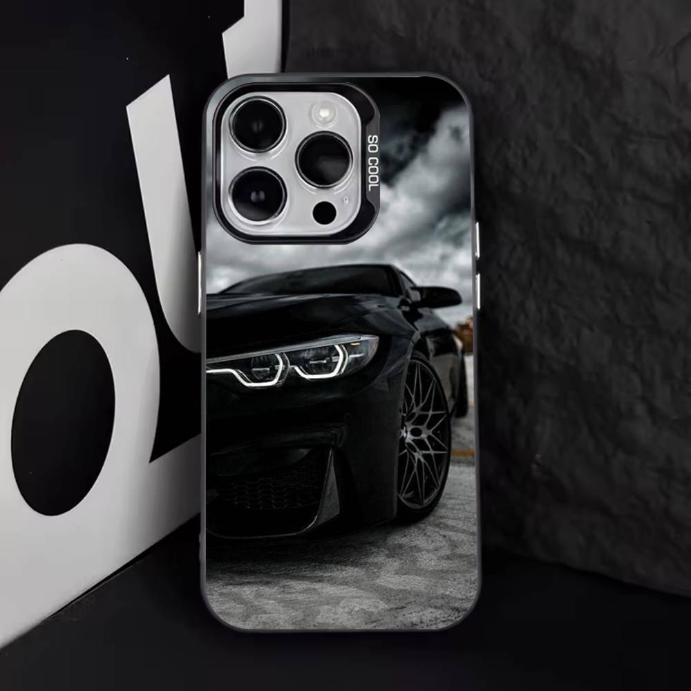 Negro Blanco para B-BMW Funda de Teléfono Para iPhone 16,15,14,13,12,11,8,7,Pro,Max,Plus,Mini,XS,SE Anti Caída Negro Mate Duro