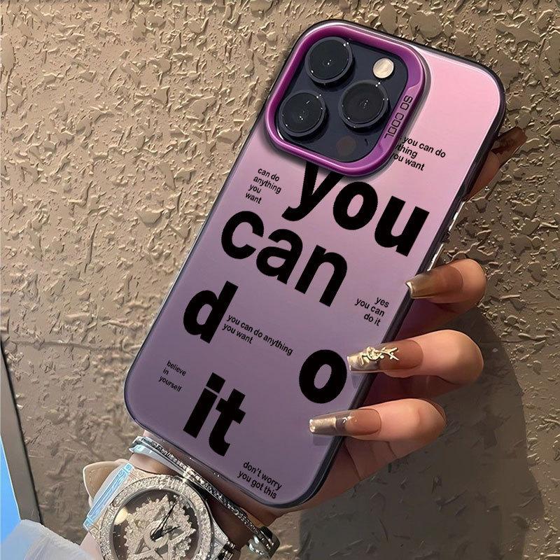 Letter English Applicable Apple 16Pro Mobile Phone Case iPhone15 Color Silver 1413 Laser 12promax11xsm