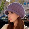 Autumn and Winter Peaked Cap Women's Bald Hat Thickened Ear Protection Hat Warm Knitted Wool Hat