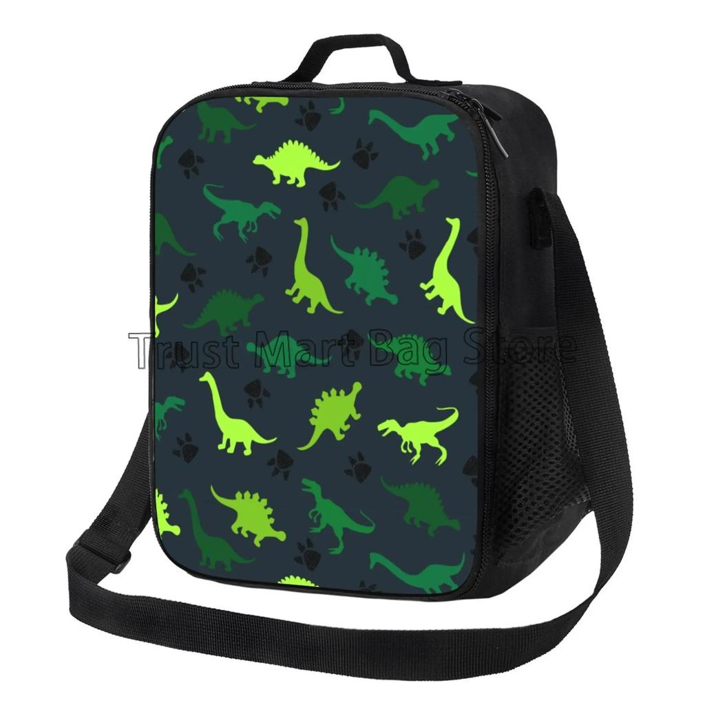 Isolierte Cartoon-Dinosaurier-Lunchtasche für Kinder, Jungen, Mädchen, tragbare thermische Bento-Lebensmitteltasche, Oxford-Kühltasche für Schule, Arbeit