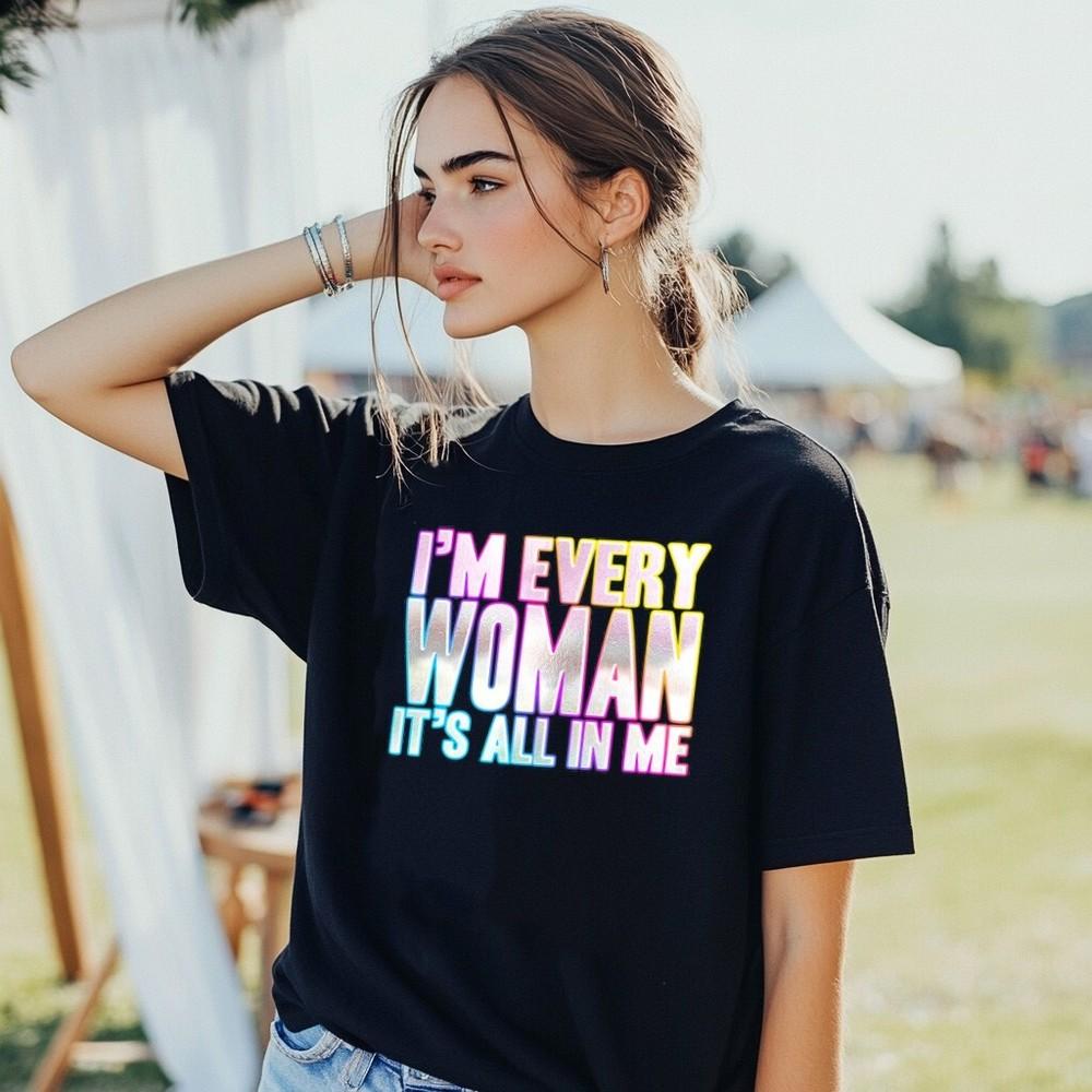 

Я Каждая Женщина Это Все Во МНЕ Футболка Фанковый Принт Маскарад Выходные Вечеринка 80-х L