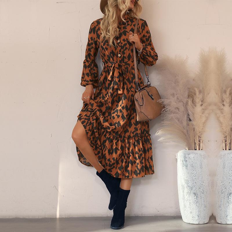 Autumn new retro medium and long dress long sleeve half turtleneck dress women S