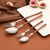 Jankng 20Pcs Imitation Wood Handle Cutlery Set Knife Fork Spoon Dinnerware Set Western Kitchen Stainless Steel Tableware Set