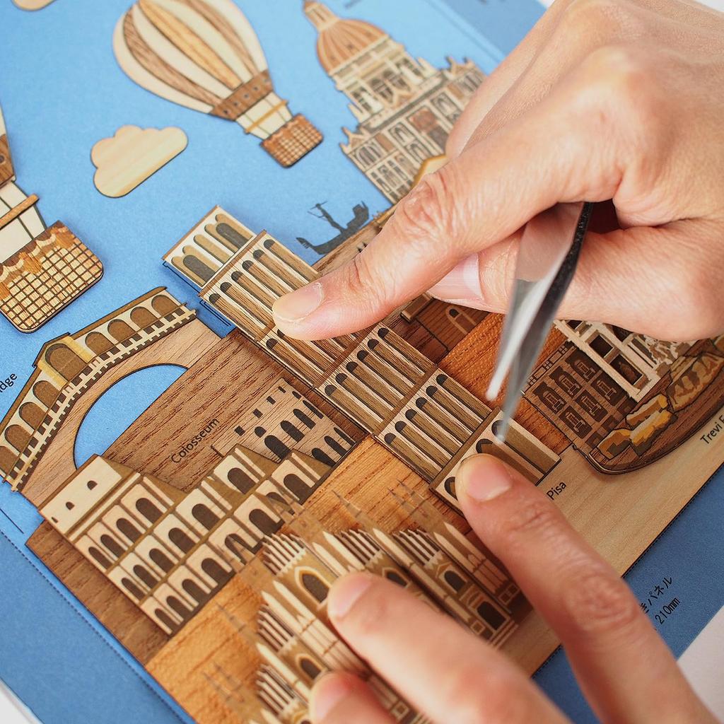 KINOWA "Italy" Wood Collage Original DIY Kit World Heritage World Travel Made In Japan