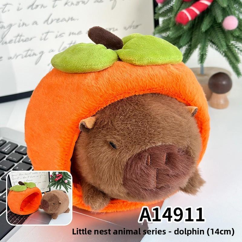 Cuter Capybara Pig Dog Plush Dolls With Apple Persimmon Design For Kids Gift And Collectors